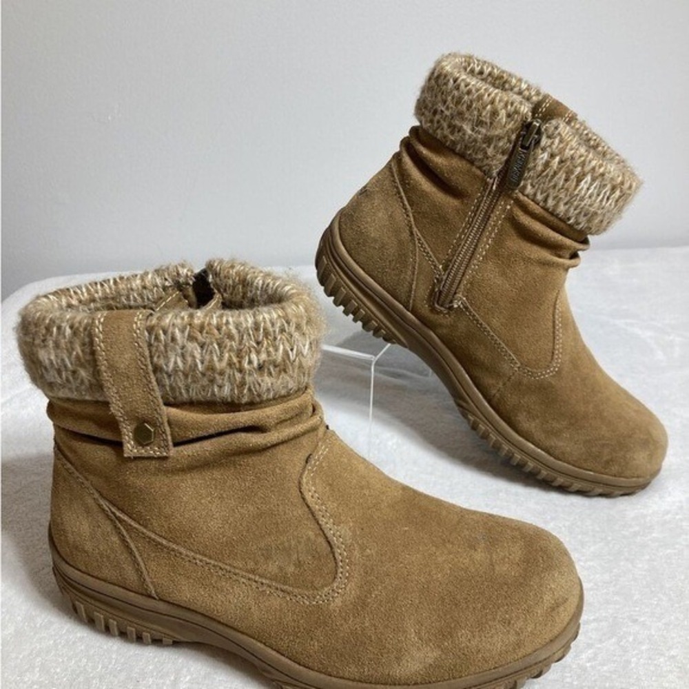 Khombuâ cottagecore boot natural knit 100% suede upper everyday comfort boot 8